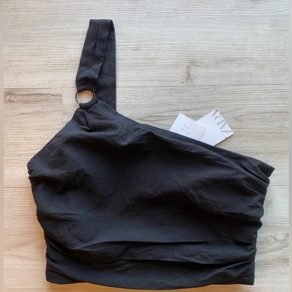 Zara Tops - NWT ZARA Linen One Shoulder Crop Top
